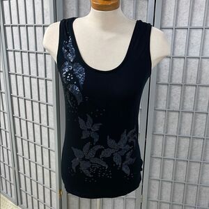 Tristan Black and Silver Tank Top with Sleek Design, Women’s Size Medium